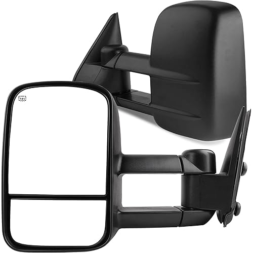 AUTOSAVER88 Towing Mirrors Compatible with 1999-2002 Chevy Silverado GMC Sierra 1500 2500 3500, Power Heated Telescoping Tow Mirrors Pair Set