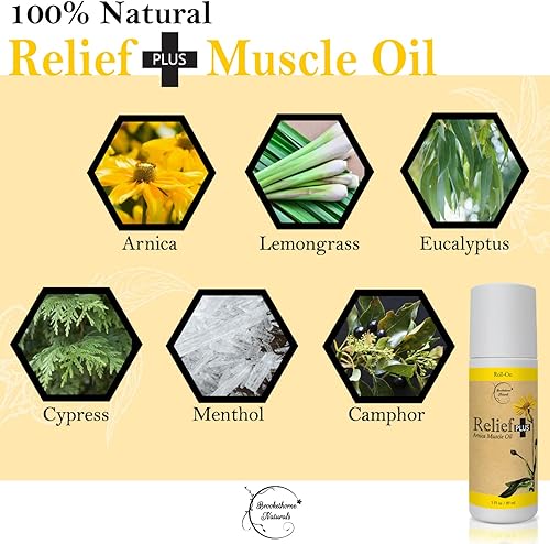 Miniatura 7 de Relief Plus Aceite muscular de árnica – Todo natural altamente concentrado Roll On – Aceites esenciales de ciprés, eucalipto y helicriso y mentol