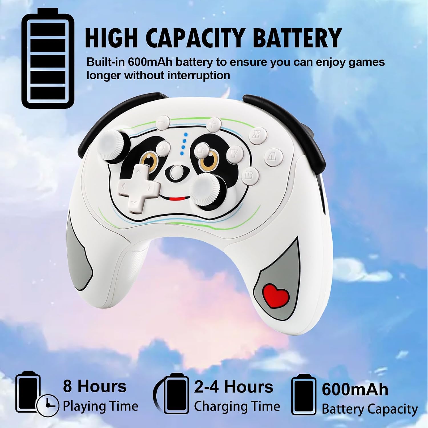KINGEAR Wireless Switch Controller for Nintendo Switch,Cute Dog Switch Pro Controller for Switch OLED/Lite with Turbo/Dual Motors/ 6 Axis Function,with 2 DIY Magnetic Replacement Switch Case Cover