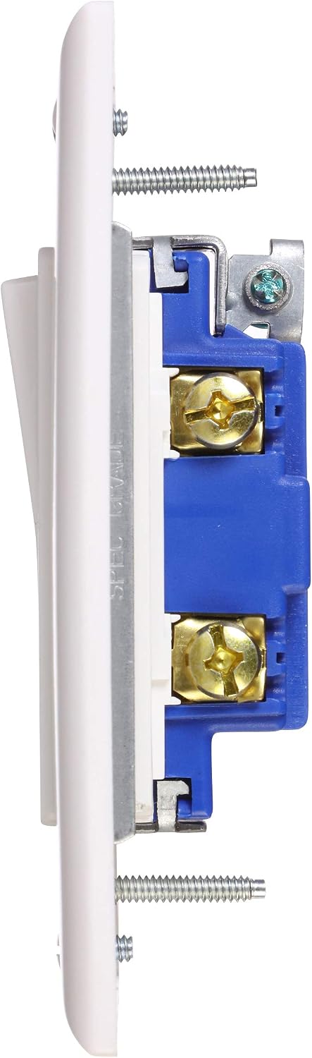 Eaton C7511W-SP-L 15-Amp, 120-Volt Standard Grade Single Pole Metal Strap Decorator Lighted Switch, White