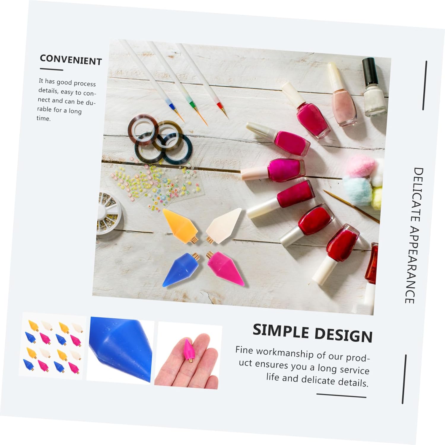 FRCOLOR 48pcs Rhinestone Picker Wax Tips for Nail Art Dotting Pen Replacement Easy Use Wax Pencil for Decoration