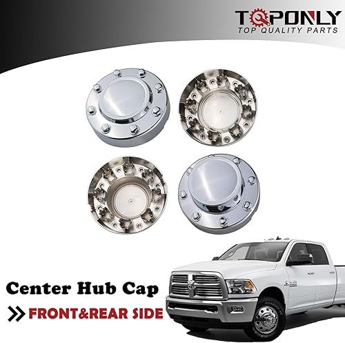 Miniatura 2 de TQPONLY Tapa central de doble rueda cromada  Compatible con accesorios Dodge Ram 3500 2011-2018  Llanta de aleación DRW de 1 tonelada delantera y