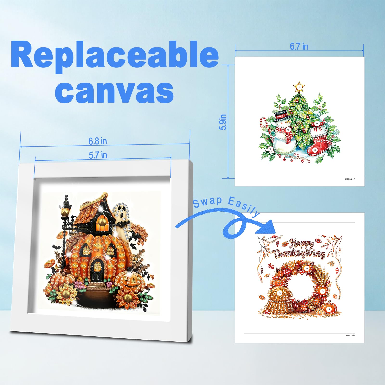 DOZEEZOP Kit per pittura con diamanti per bambini, grandi gemme, per bambini, adulti, principianti, facile fai da te, con bella confezione regalo, decorazione da parete per la casa, 17,8 x 17,8 cm