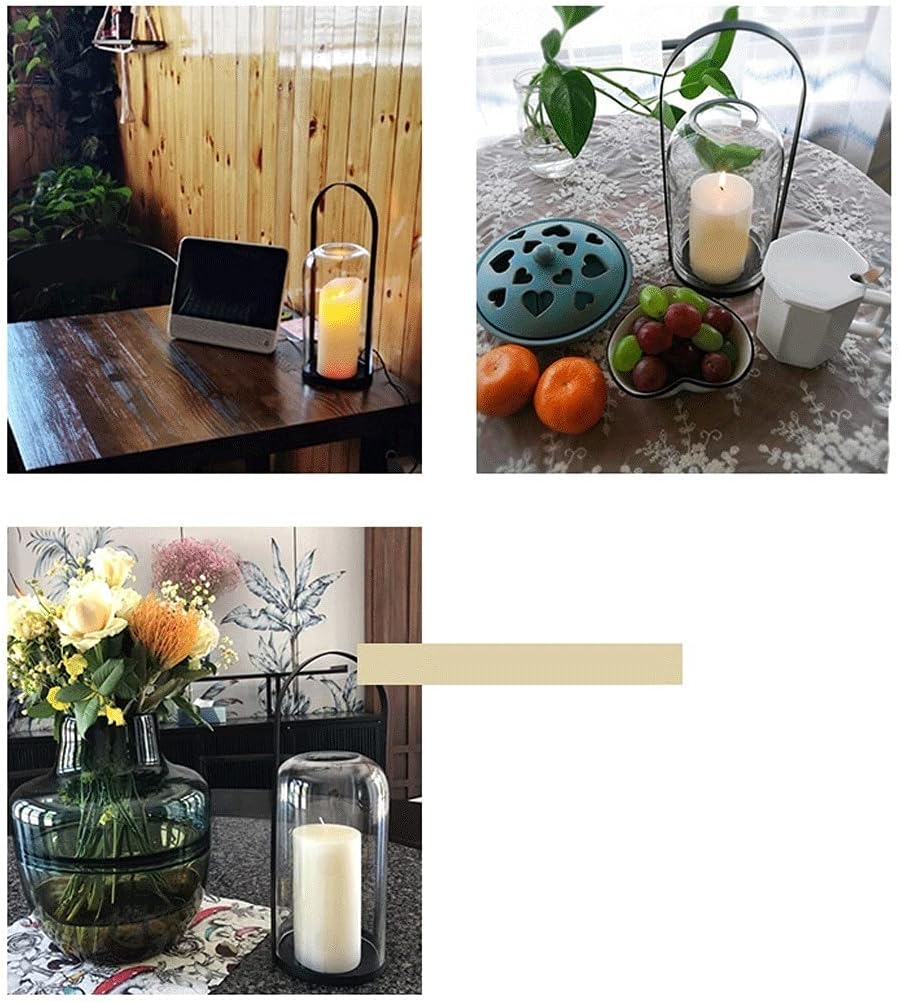 candle-holder Wrought Iron Glass Candlestick Ornaments Handle Dining Table Candlelight Dinner Props Romantic Home Accessories Send Candles candlestick(Small)