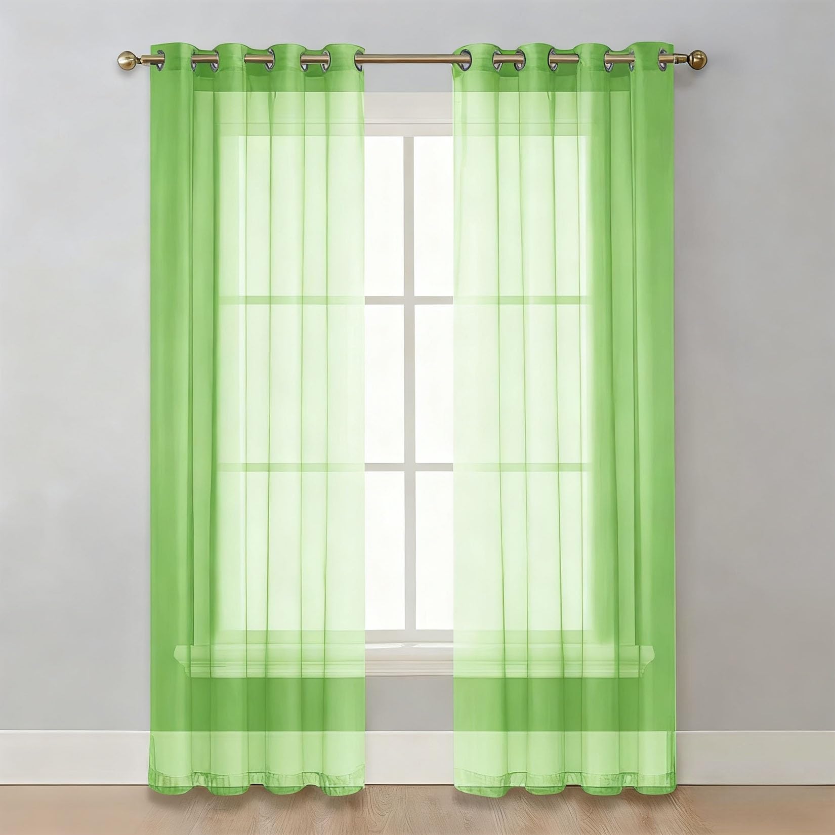 Zasłony Na Przelotkach 220 x 150 cm Półprzezroczysty, Zakładka Ołówkowa, Supermiękki, Prywatność, Elegancki Firanki Do Okien for Bedroom/Living Room, Zielony