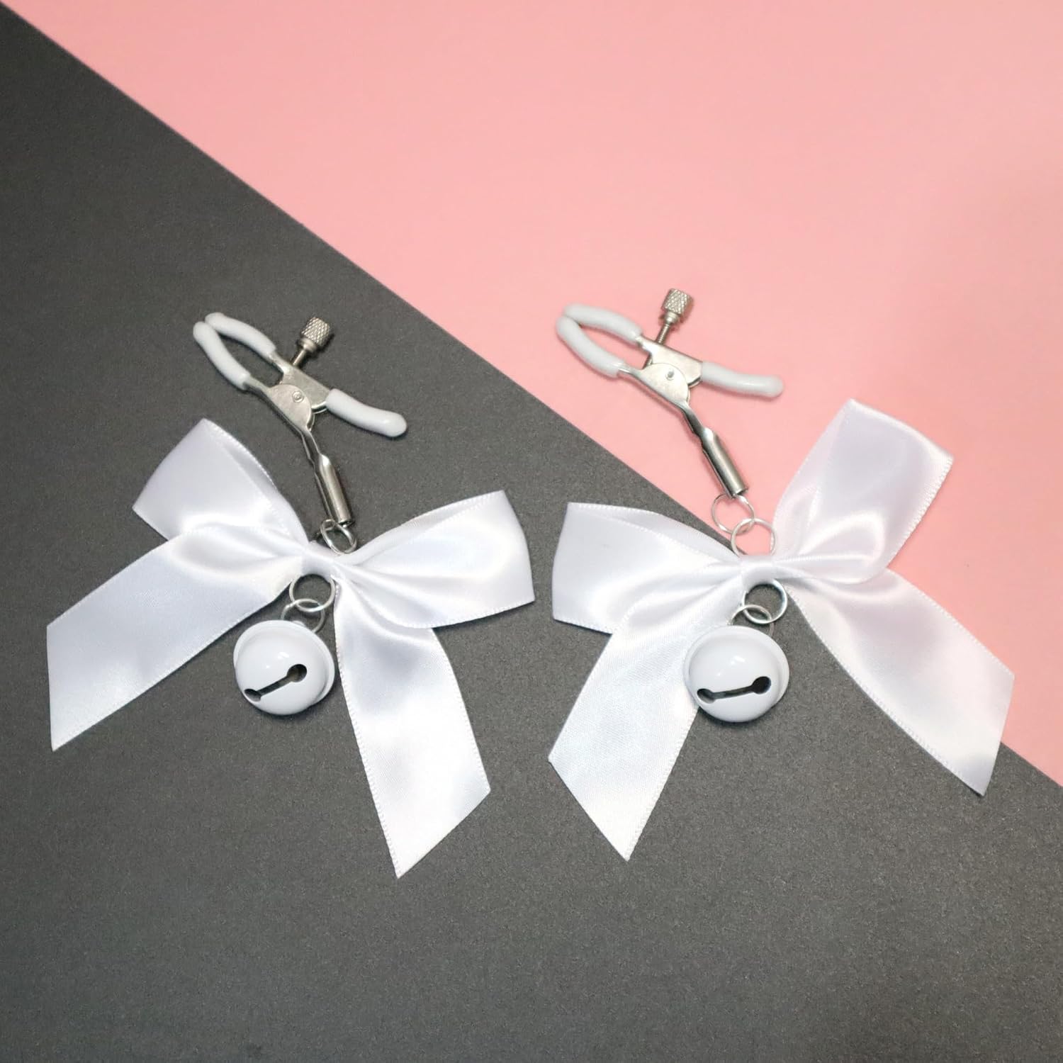 Body Clamps Stainless Steel Body Ring with Bowknot Bells Adjustable Pressure Body Clips Body Clamps Non Piercing Body Jewelry Faux Body Jewelry
