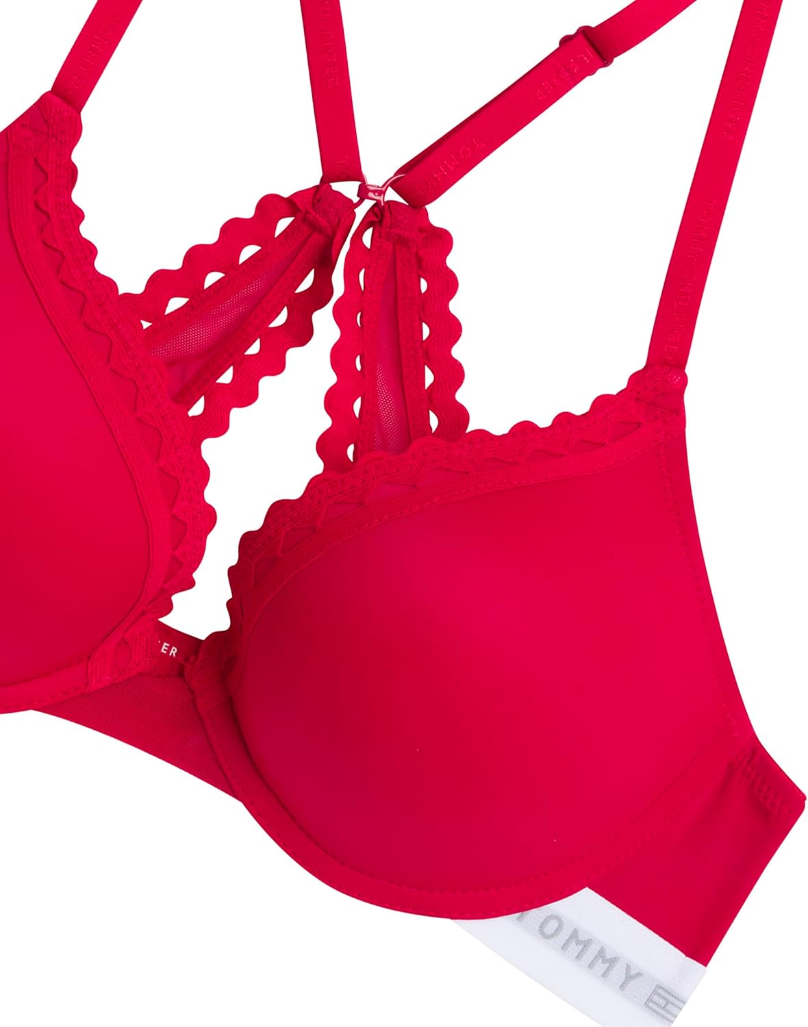 Tommy Hilfiger Womens Mesh Push-Up Micro Bra with Underwire and RIC-Rac Trim, Tango Red, 34A - Image 4