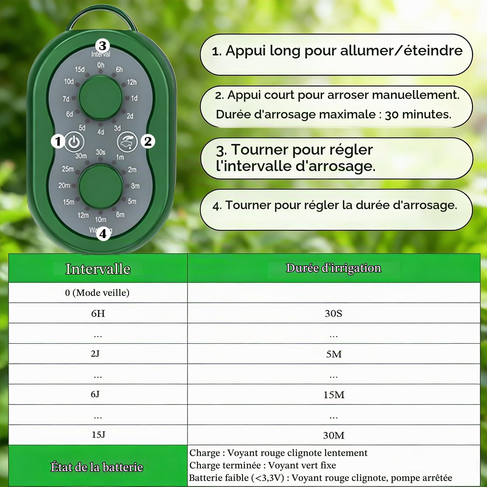 Système d'irrigation solaire goutte à goutte automatique pour 15 plantes en pot, 132 programmes d'arrosage, tuyau de 15 m, idéal pour balcon, jardin, potager et serre