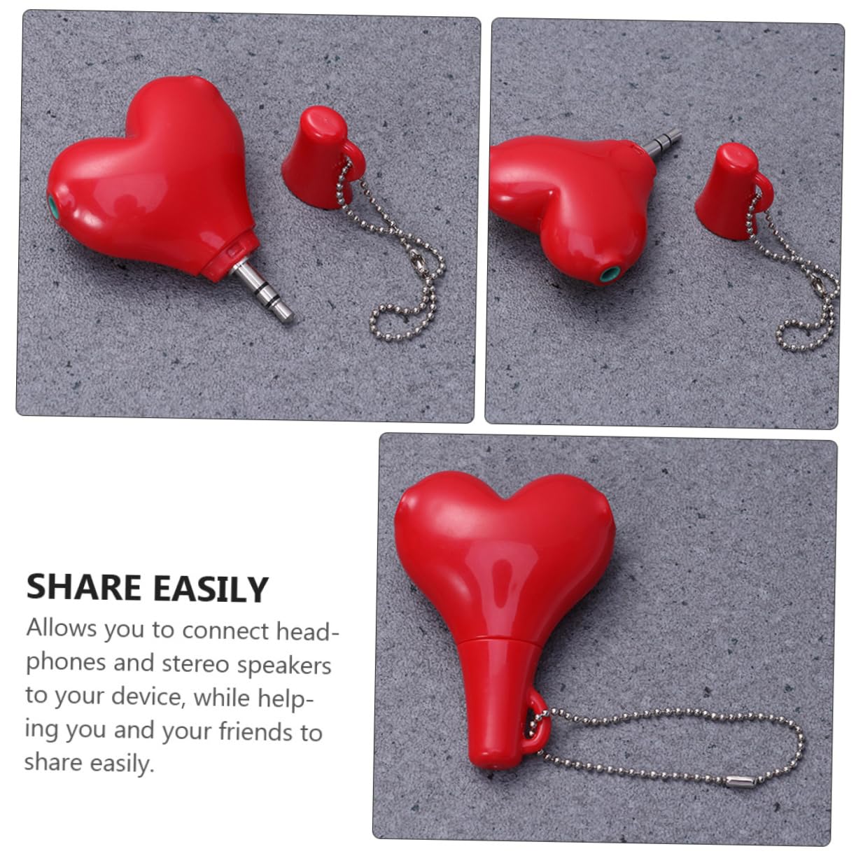 Mikikit 10pezzi Sdoppiatore Audio Forma Di Cuore Adattatore Cuffie Per Auricolari Divider Cavo Audio Per Notebook e Tablet Design Creativo e Pratico