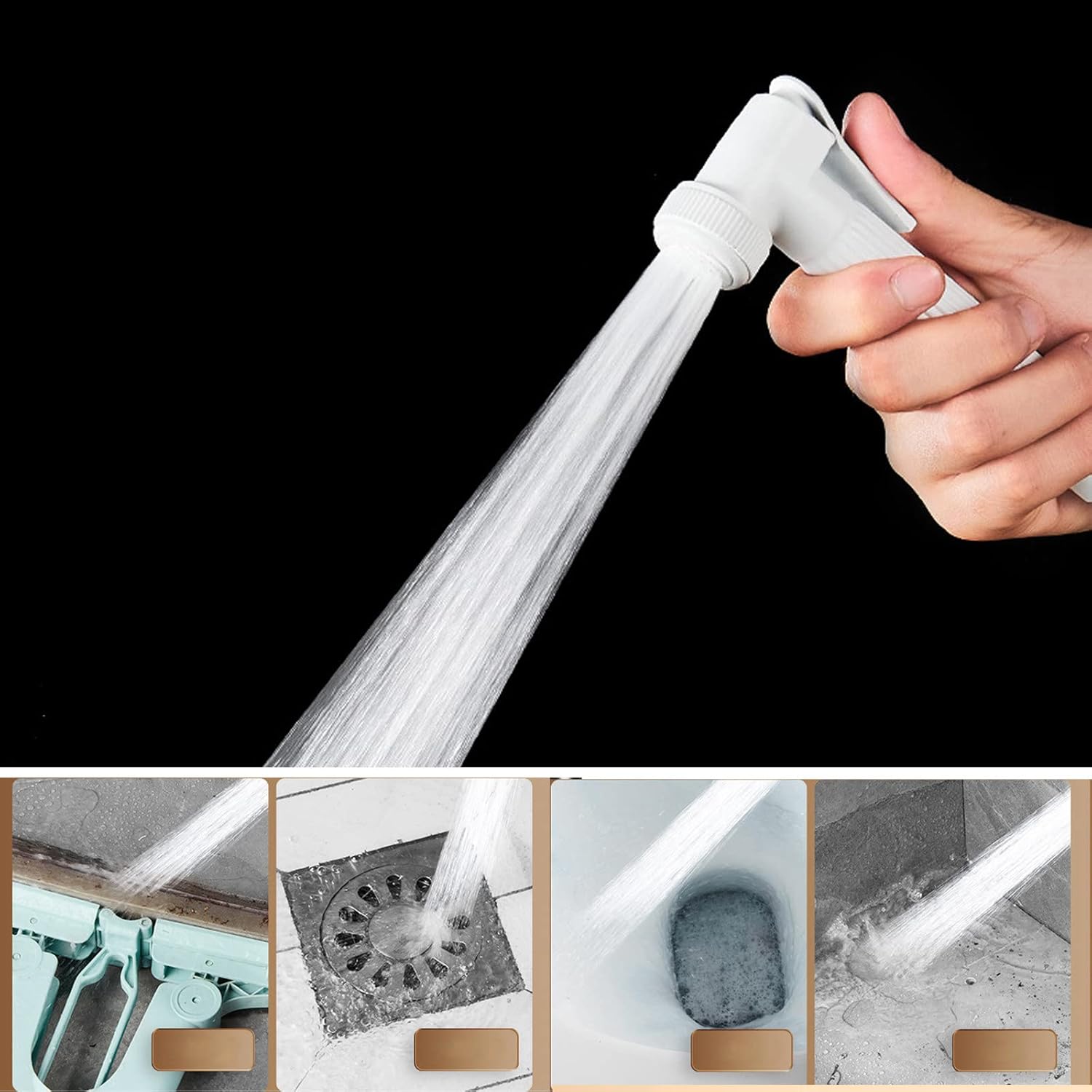 Thermostatic Shower System White LED Digital Display Exposed Shower Faucet Set Bathroom 4 Functions Shower Fixtures with Rainfall Shower Head, 4 Setting Hand Shower