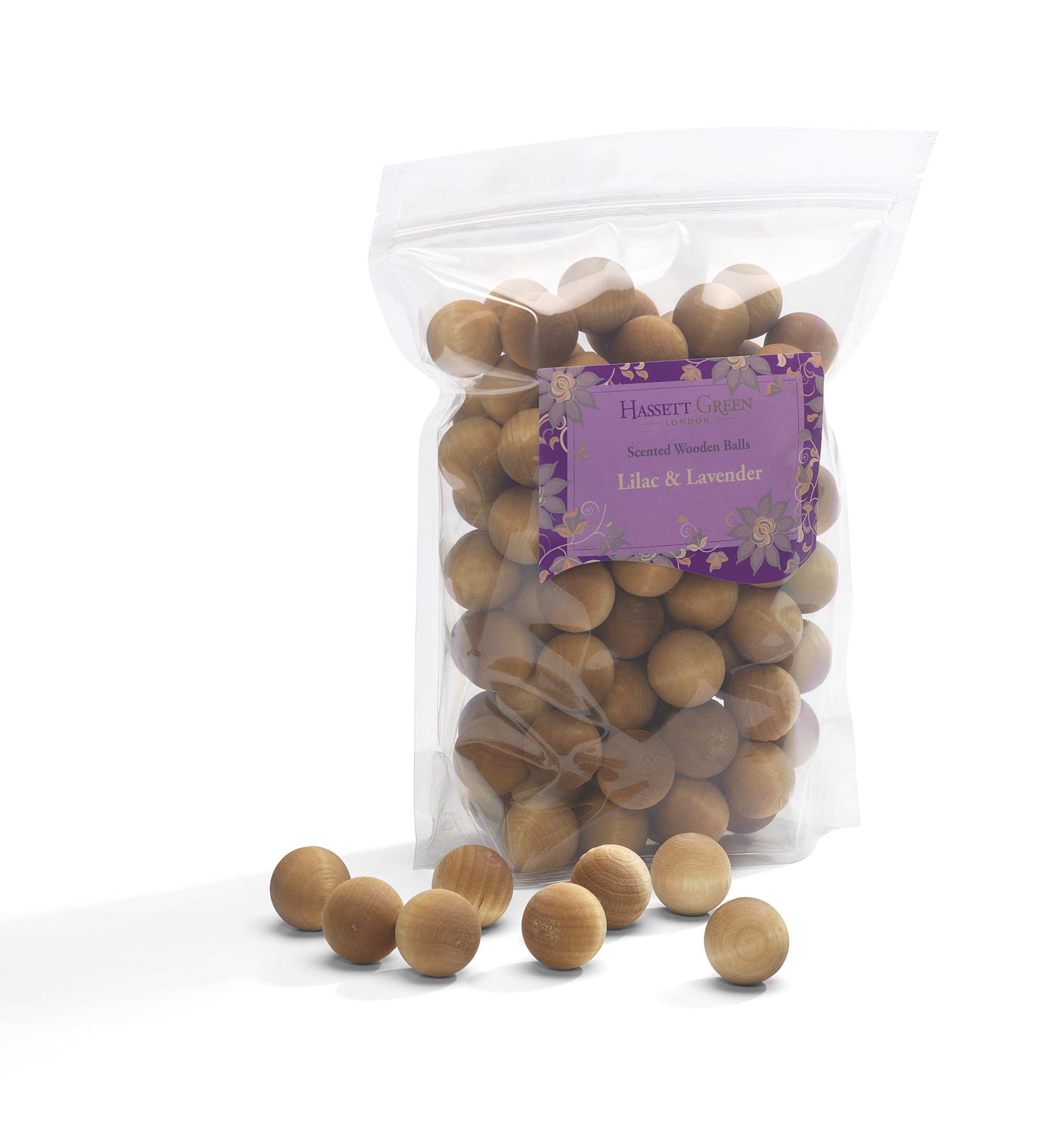 Hassett Green London Green/Lilac/Lavender Hassett London - & - Scented Wooden Balls Pack Of 100 - Alternative To Pot Pourri, Diffusers, Sachets And Drawer Liners