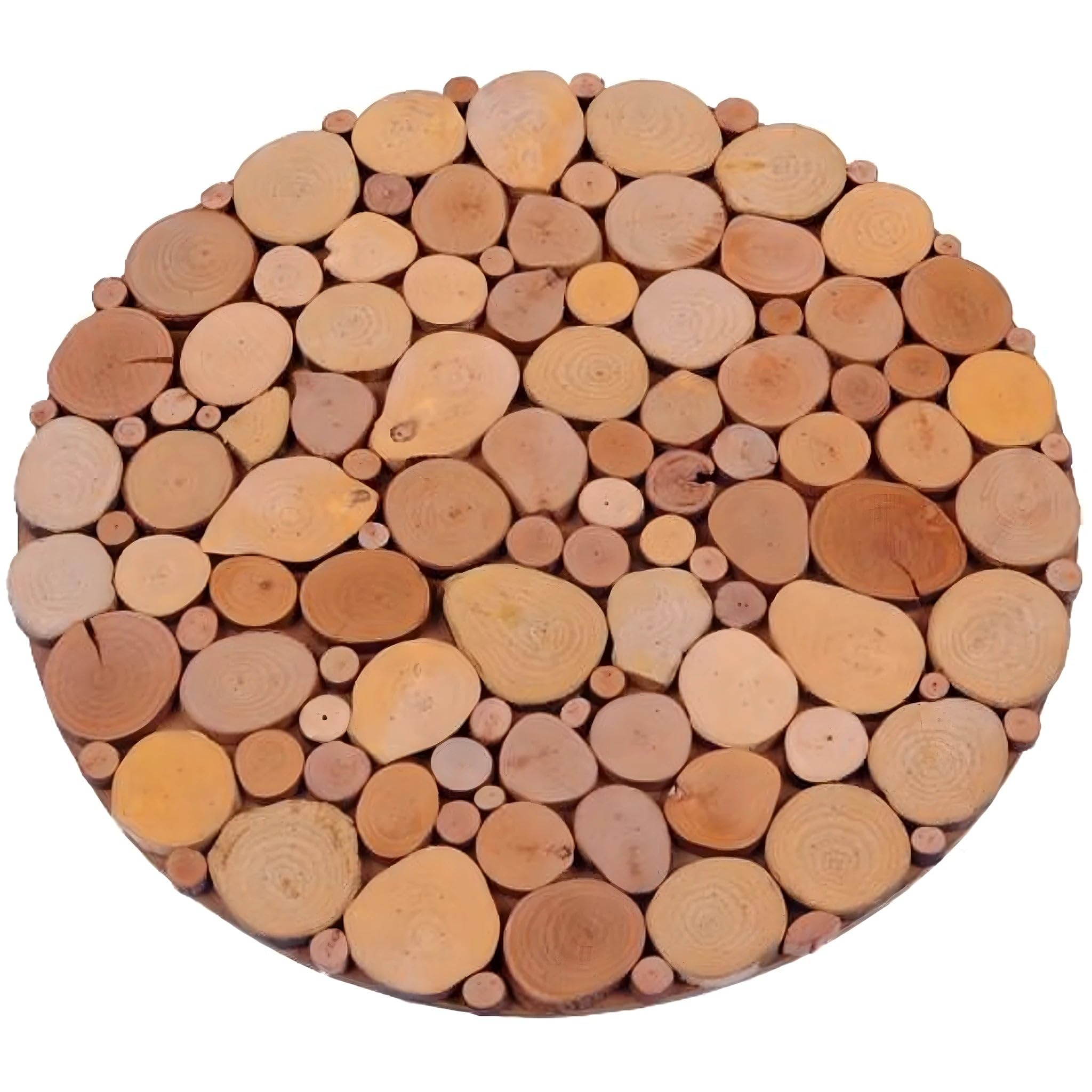 Dolfi Round Trivet with Wooden Washers 30 cm | Natural Wood in Val Gardena | Nativity Figure
