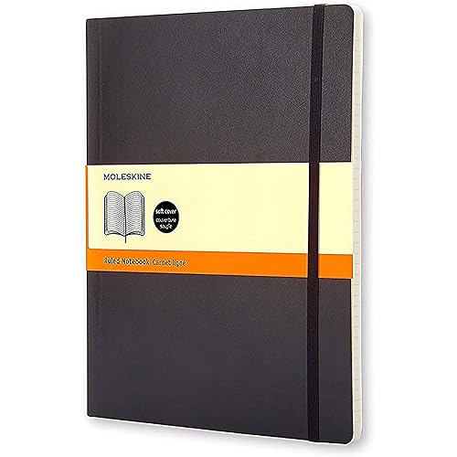 Moleskine Classic Notebook, Soft Cover, XL (7.5" x 9.5") Ruled/Lined, Black, 192 Pages