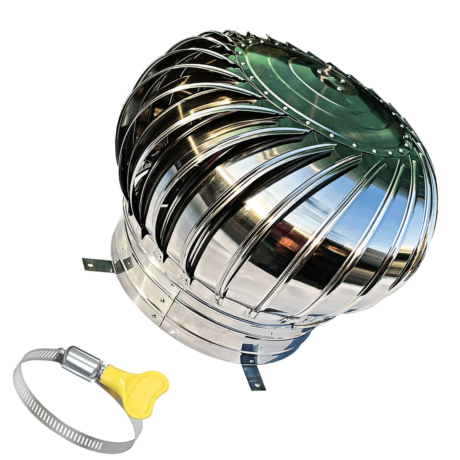 Rotating Whirlybird Chimney Cap Vent – Stainless Steel Turbine For Ventilation & Air Exchange (Fits 4" To 18" Pipes)