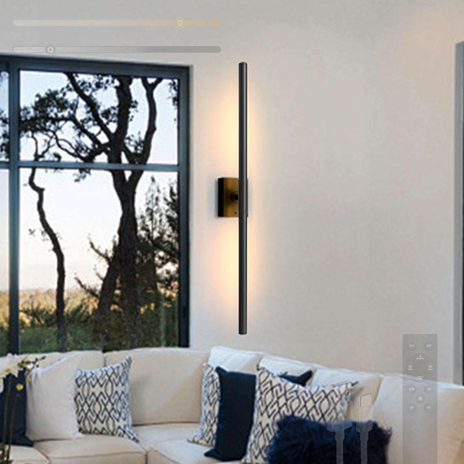 Apliques pared USB recargable interior con luz regulable negra 8