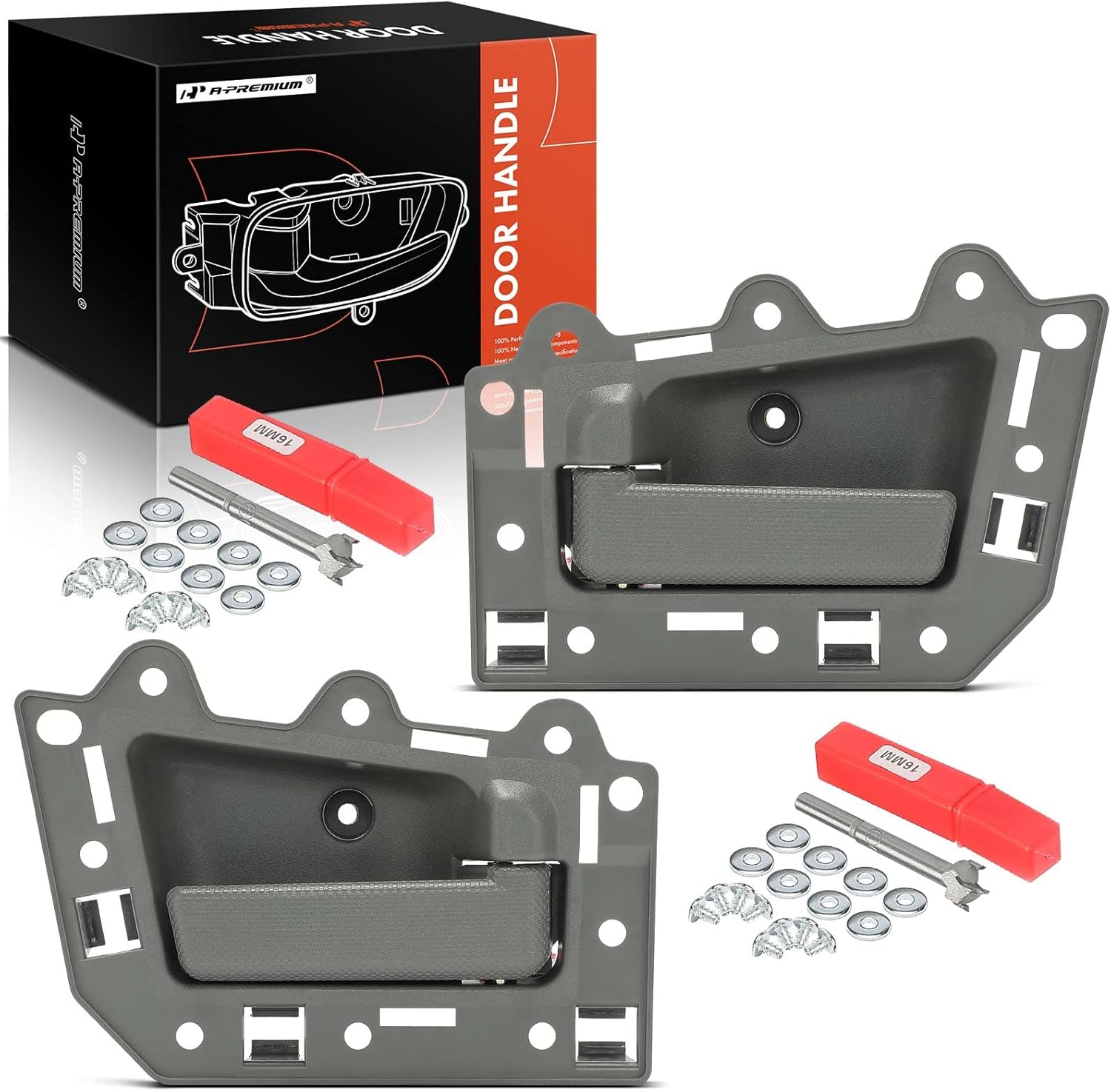 A-Premium Inside Interior Door Handles Compatible with Jeep WK Series Grand Cherokee 2005-2010, Gray Housing with Gray Lever, 2-PC Set, Front Driver and Passenger Side