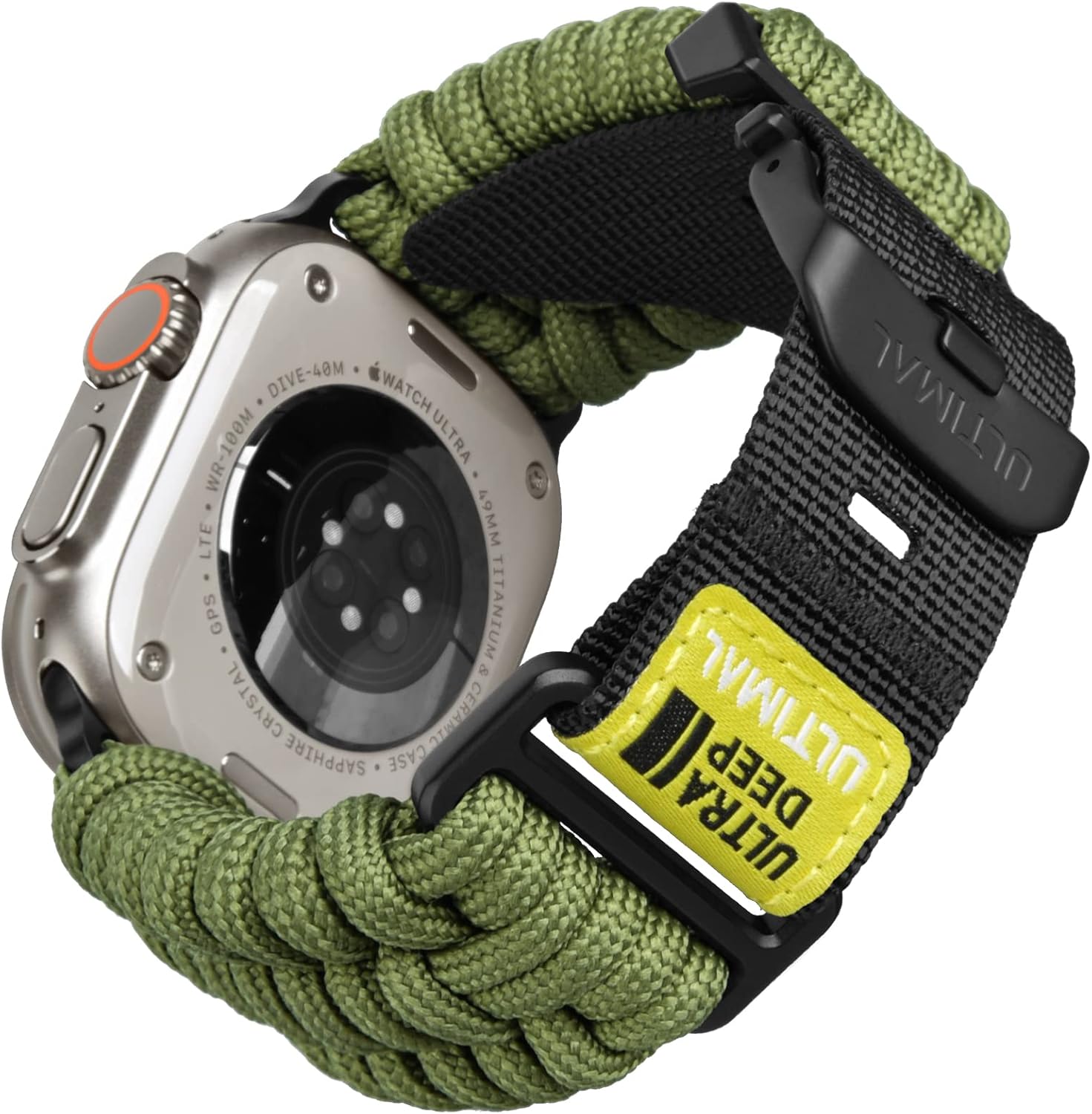 ULTIMAL Band Compatible with Apple Watch 49mm/45mm/44mm/42mm, Braided Nylon Paracord Strap for Sports Outdoors with Adjustable Buckle for Series 1/2/3/4/5/6/SE/7/8/9/Ultra 2/1