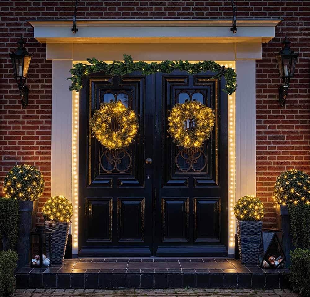 zeitzone Tannengirlande Naturgetreu LED Beleuchtet Weihnachtsgirlande Außenbereich Timer 180cm