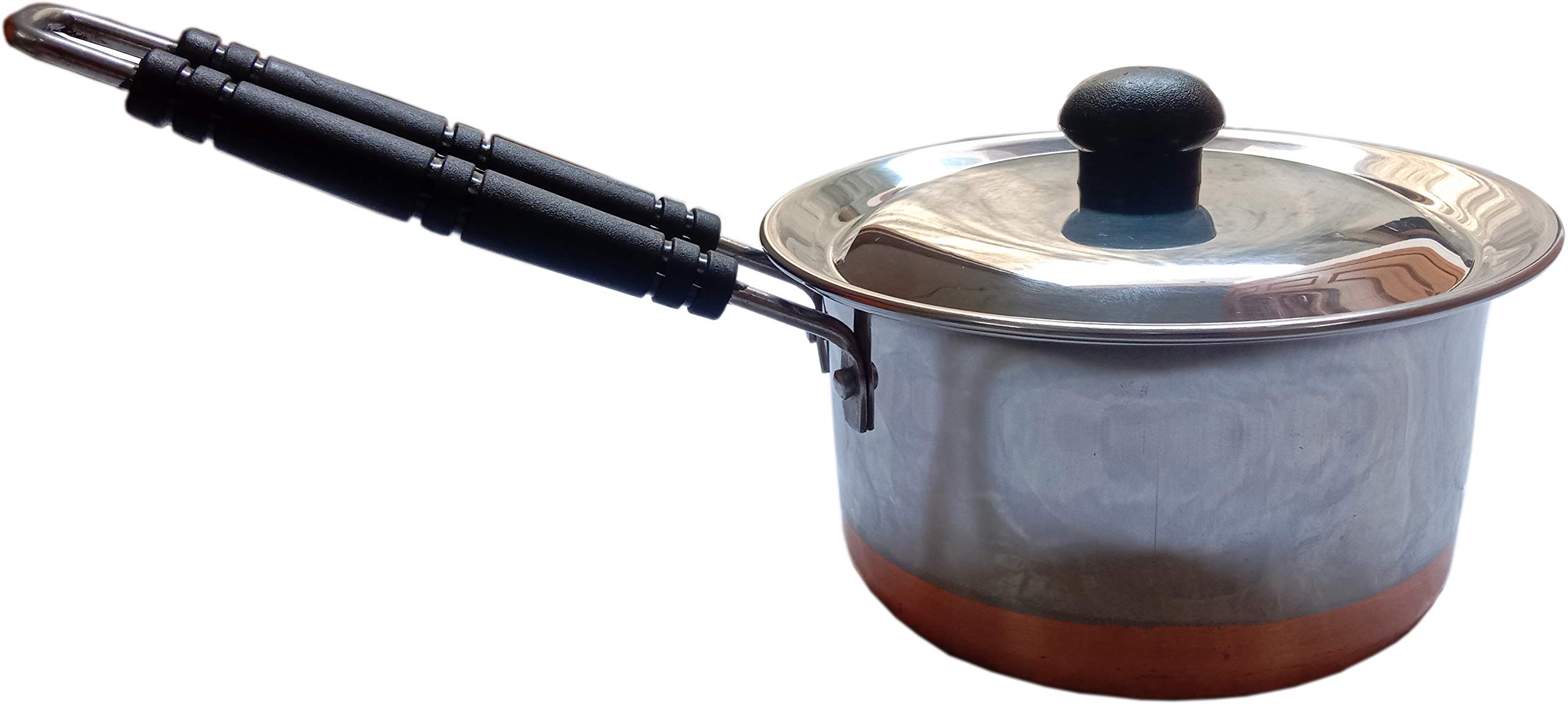 Peramu Traders Doodh pawa / Milk Pot / Boiler with Cap Bottom Made by Copper Plated Stailess Steel Vessel (1200 ML) .