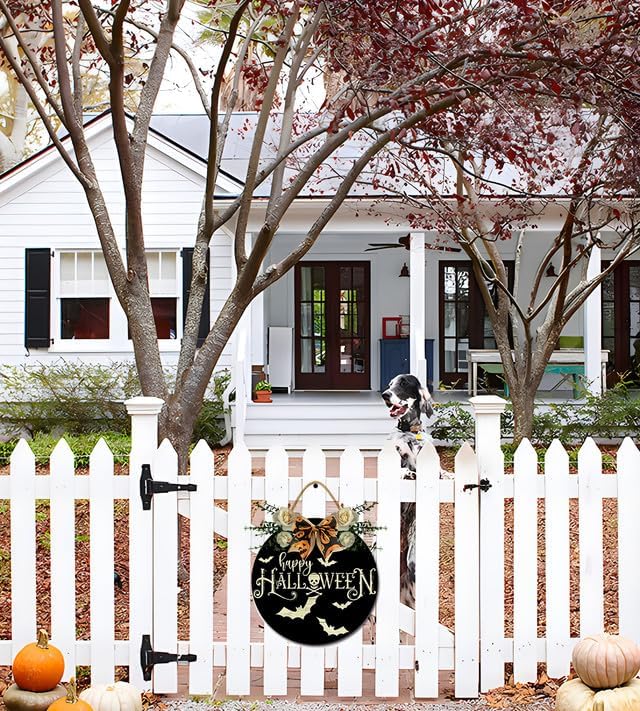 Miniatura 3 de Letrero colgante de madera rústico de 12 pulgadas para puerta delantera, corona con lazo, decoración interior y exterior para el hogar