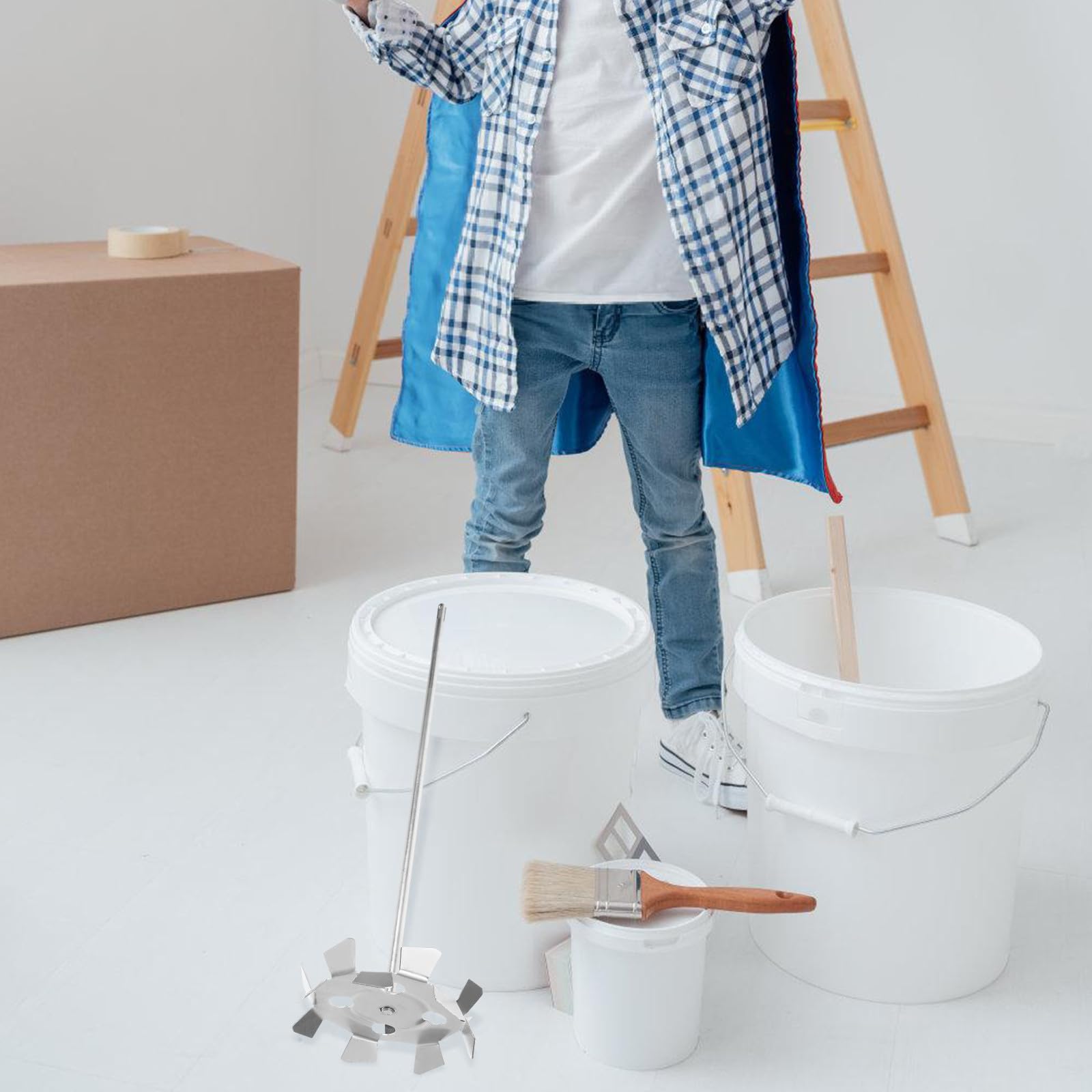 GLEAVI Galvanisierter Rührstab Ersatz für Bohrmaschinen Mixer Aufsatz Mischkopf für Beton und Farbe Sicher und Installieren für Renovierungsarbeiten
