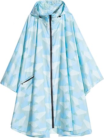 Stylish Womens Hooded Rain Poncho Waterproof Raincoat Jacket Lightweight Reusable Poncho for Cycling