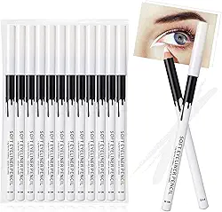 Erinde 12Pcs Lápis Delineador Branco, Lápis Delineador Em Gel Iluminador Suave, Caneta Delineadora de Olhos, Sombra Profissional Eye Bighten À Prova D'Água Fosca Hipoalergênica, Fácil de Colorir, Cane