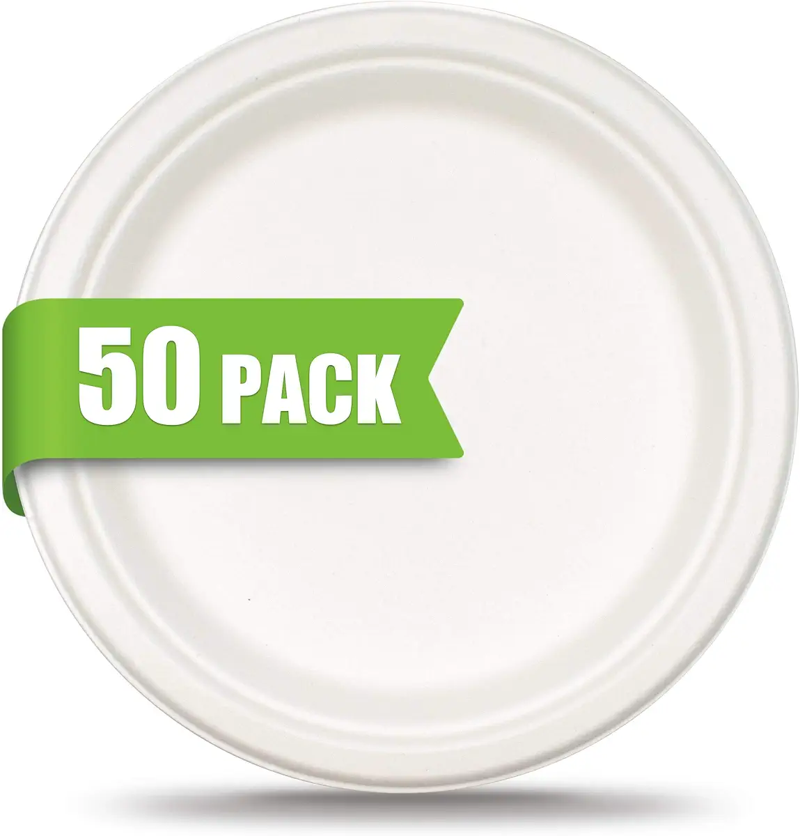 Green Earth - Natural Bagasse (Sugarcane Fiber) Tree Free 10&#34; Paper Plate / Biodegradable / Compostable (50 Counts Disposable Plates）