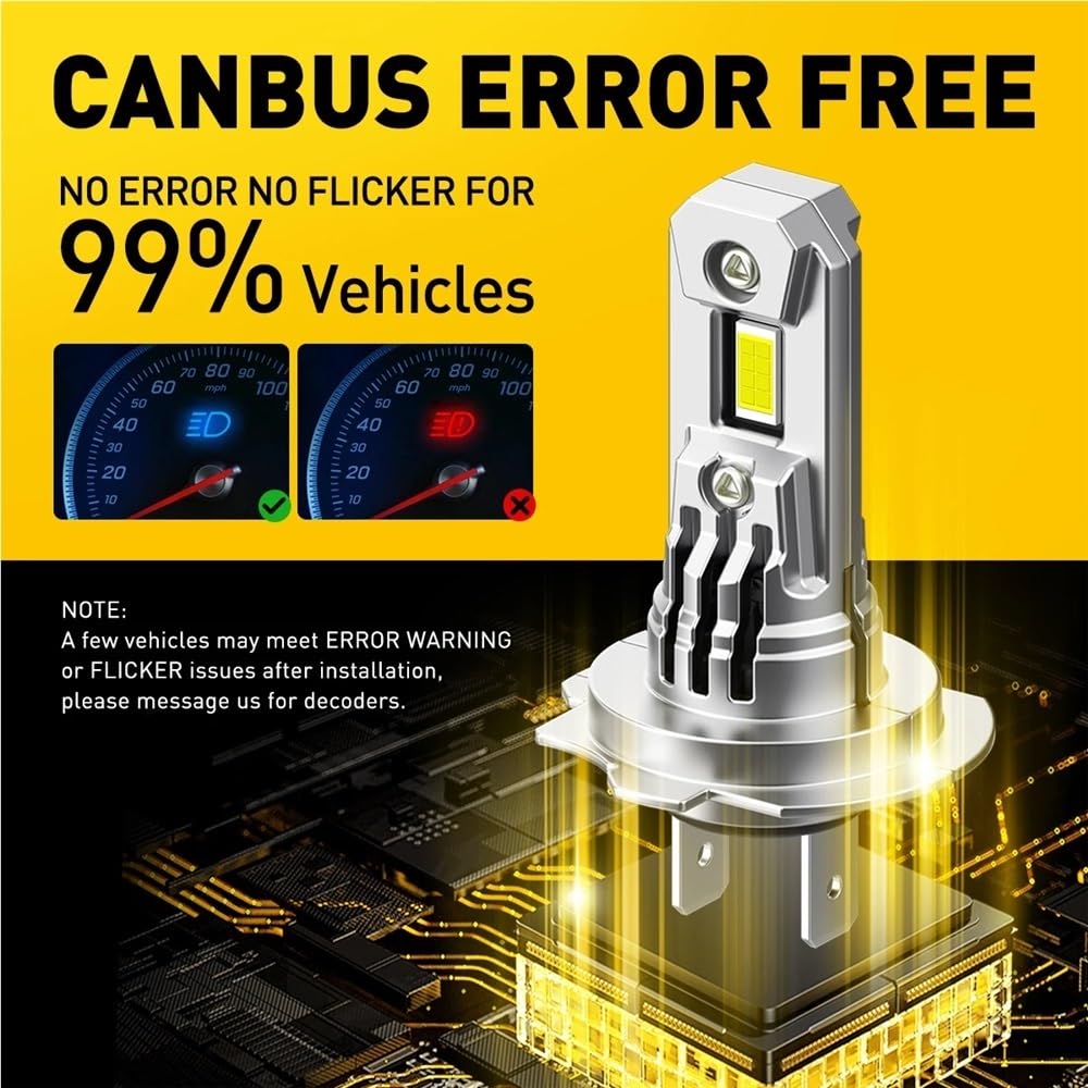 Las mejores bombillas LED Turbo H7 con ventilador, Chip CSP, alta potencia, 100W, 20000LM, aptas for Mercedes W211 W203, faro delantero de coche, 2 uds.