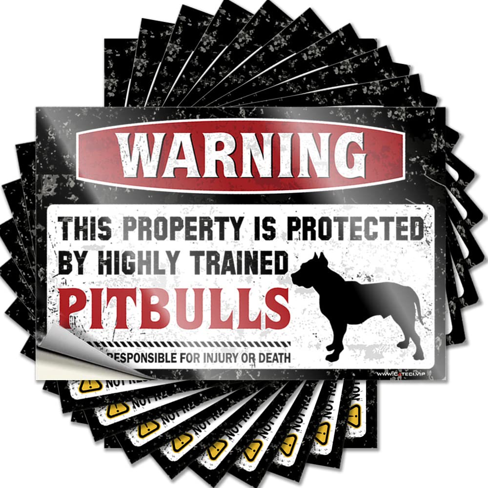 Prank Stickers Warning This Property is Protected By A Highly Trained Pitbulls Funny Sticker 10 Pcs Prank Stickers Funny Warning Stickers