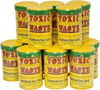 Toxic Waste Yellow Drum Hazardously Sour Candy Collection Xmas Delight Treats Gift Pack Of 6/12 Pack of 12