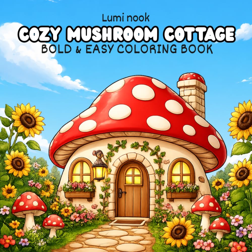COZY MUSHROOM COTTAGE: Bold & Easy Coloring Book