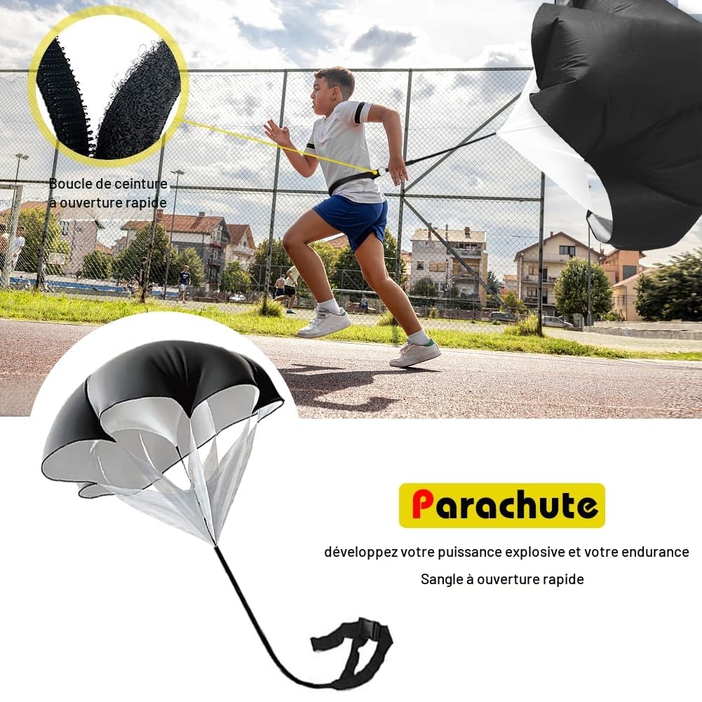 Kit D'entraînement à l'agilité pour Le Football Comprenant Un Appareil D'entraînement au tir, Un Échelle D'agilité, Un Parachute de Résistance, 6 Cônes et Une Corde à Sauter