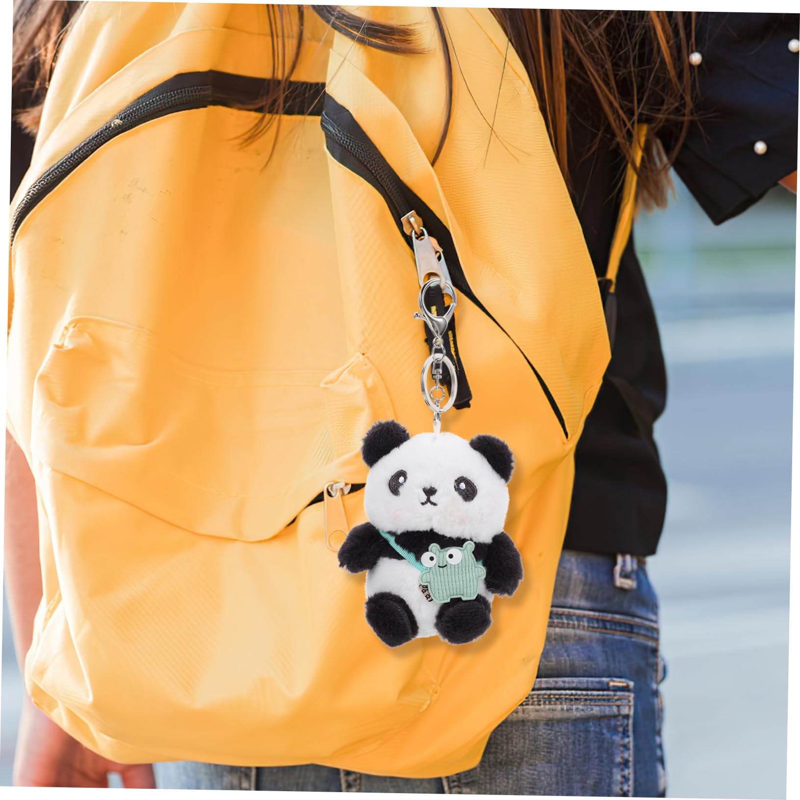 Cabilock 2Pcs Lovely Plush Panda Keychain Cartoon Doll Keyring Cute Decorative Bag Pendant for Keys Backpacks and Birthdays and Special Occasions