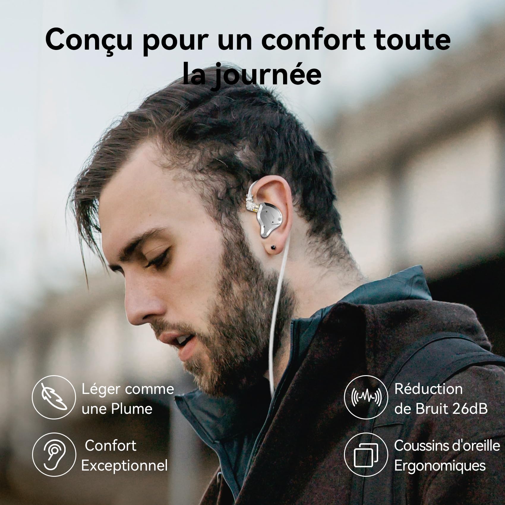 Yinyoo KZ ZS10 Pro Ecouteurs Filaires Hybrides 4BA+1DD Ecouteurs Gaming Multi-Driver IEM Gaming avec Câble Détachable Prise 3.5mm et 4 Paires d'Embouts en Silicone pour Chanteurs, Batteurs