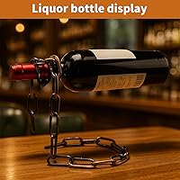 Vista 9 de TBWHL Soporte mágico para botellas de vino, cadena de eslabones de acero flotante, soporte para botellas de vino, sostiene botellas en el aire