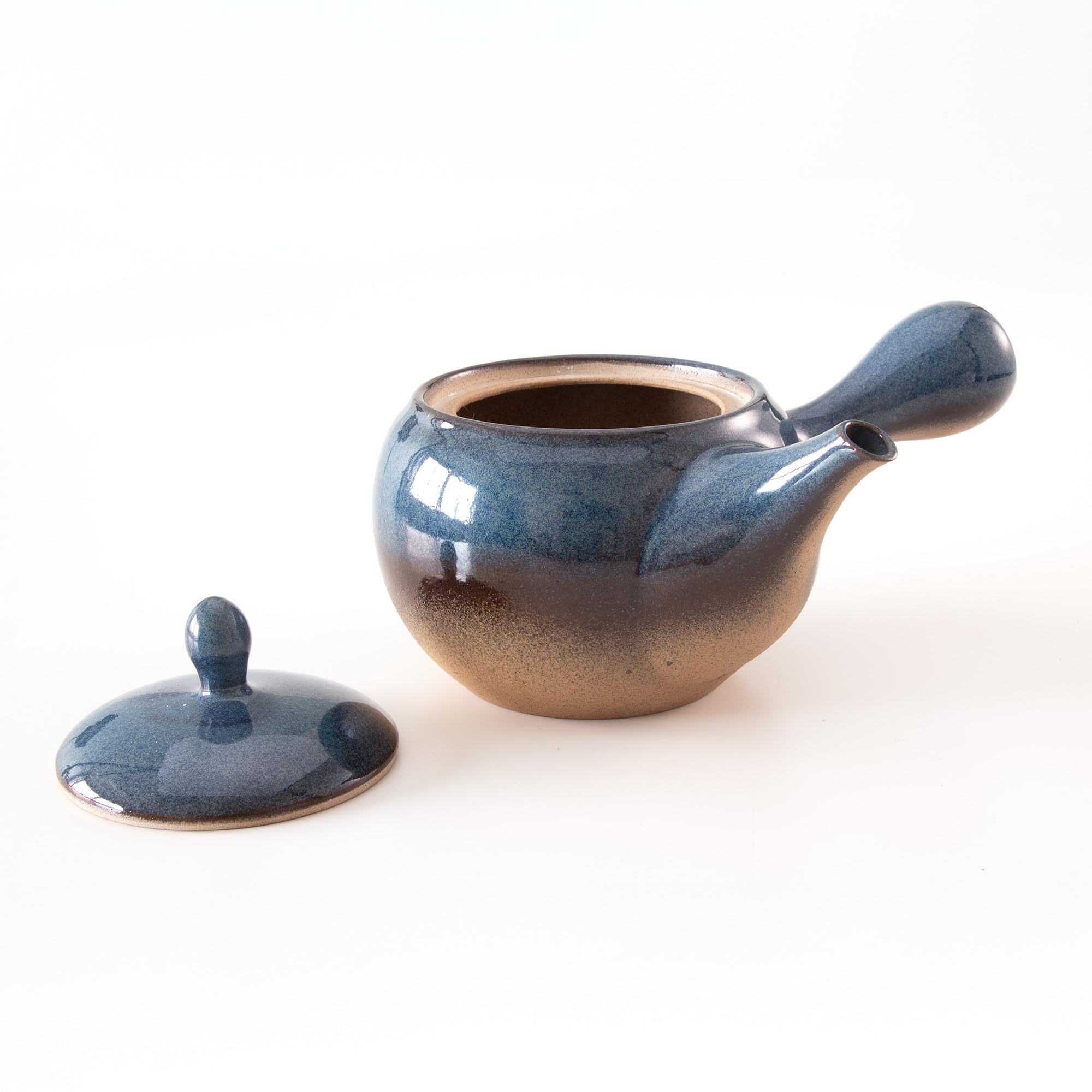 Asayu Japan Teiera tradizionale Kyusu - Namakoyu - Media, 350 ml (11,83 fl. oz), smalto blu - Prodotto in Giappone (Tokoname-Yaki) - Per tè verde e cerimonie del tè