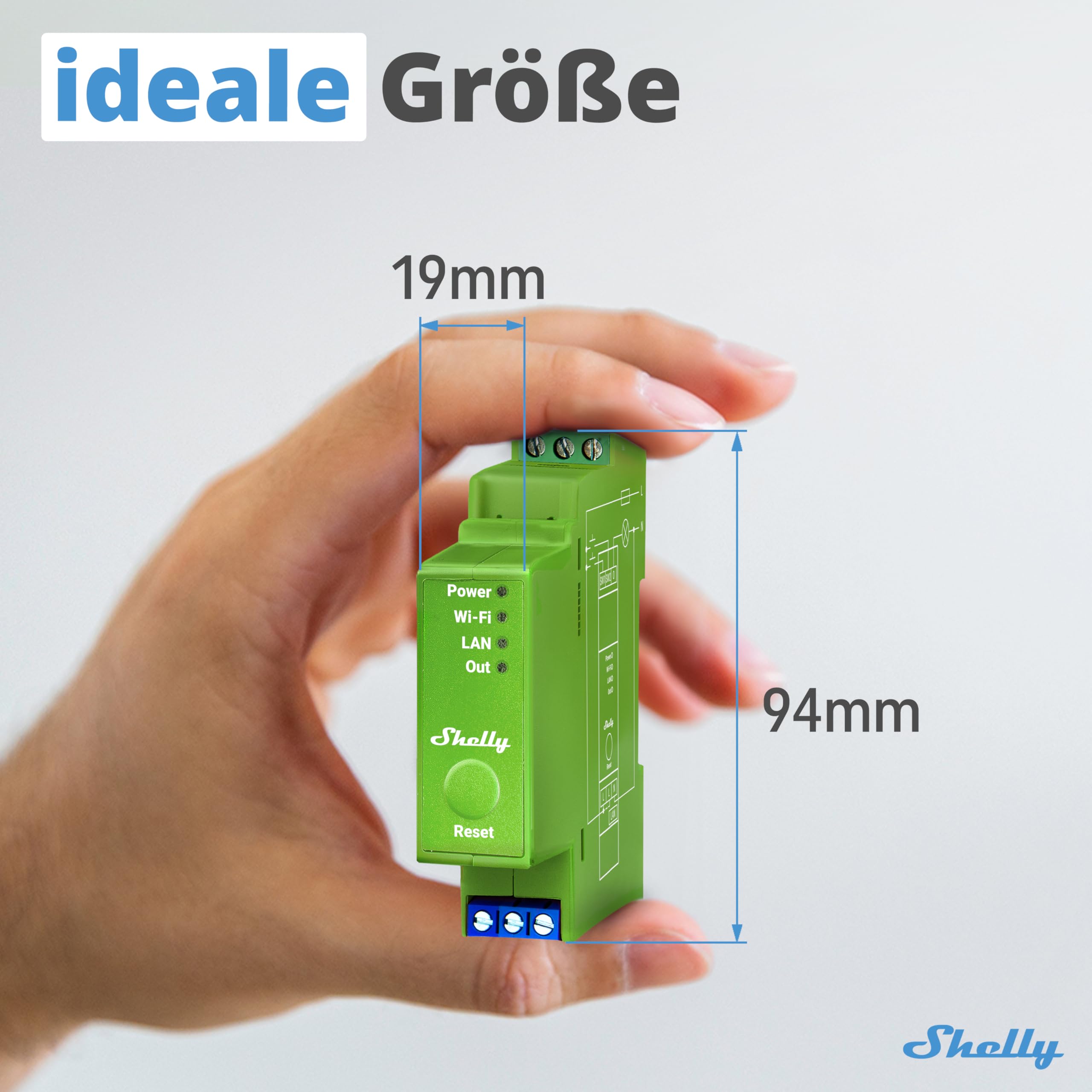 Shelly Pro Dimmer 1PM | WLAN & LAN Professioneller 1-Kanal-DIN-Hutschienen-Smart-Dimmer mit Leistungsmessung | Halogenlampen & Dimmbare LEDs - 200 W | iOS-Android App | Alexa & Google