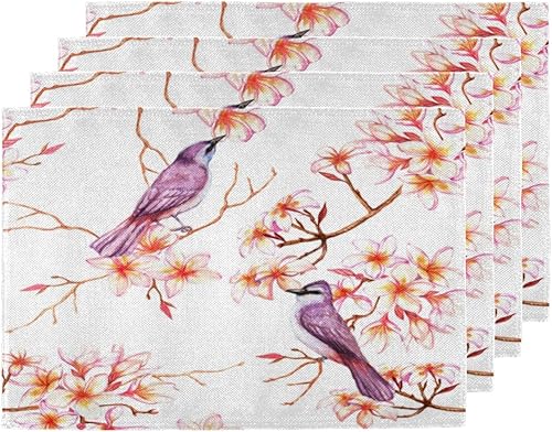 Birds Animal Decor Placemats Set of 4 Table Mats Washable Placemat Waterproof Place Mats for Party Home Dining Table Decor 18x12 in