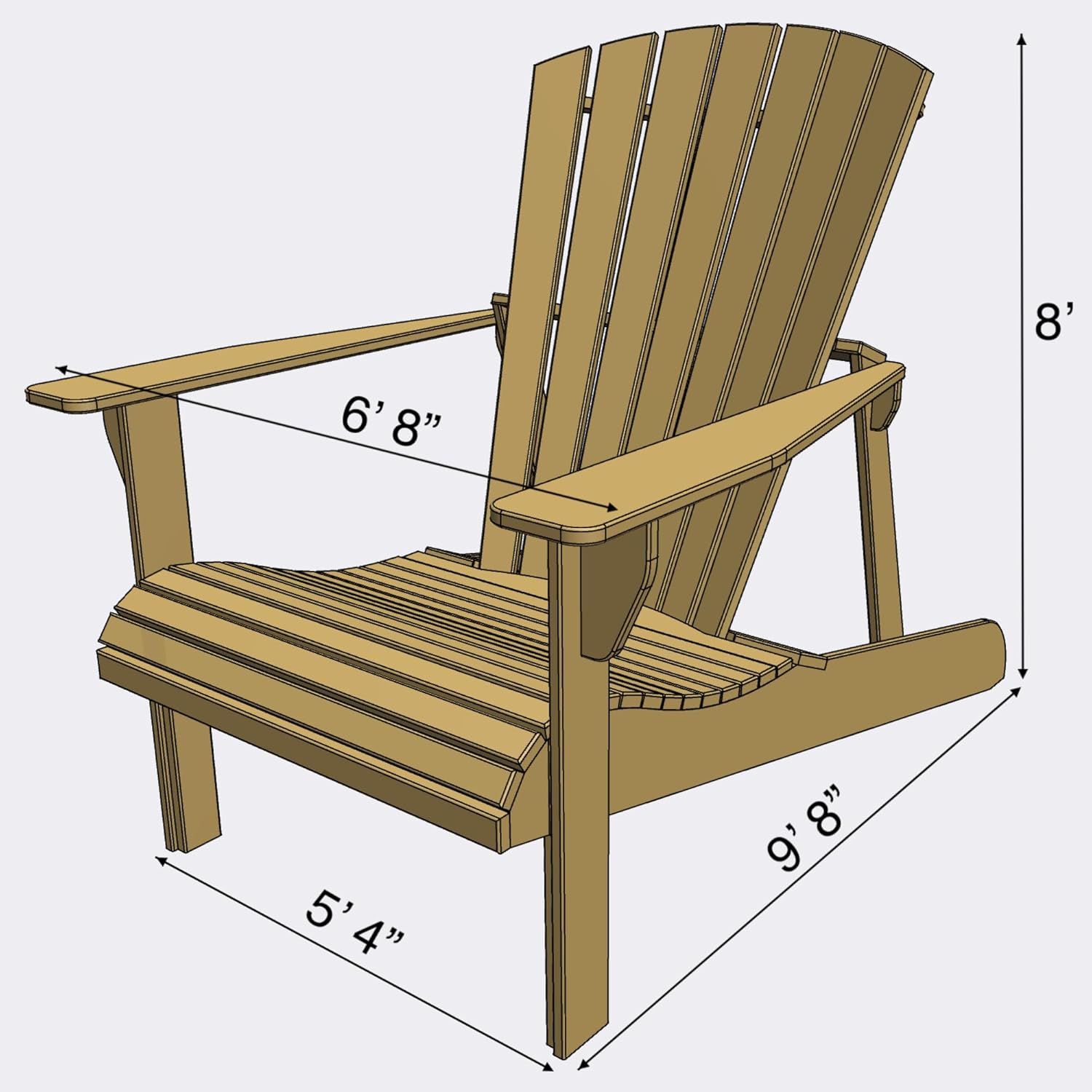 Giant Adirondack Chair Project Plan Booklet with Full Size Paper Templates Bundle– DIY Oversized Outdoor Furniture Made in USA