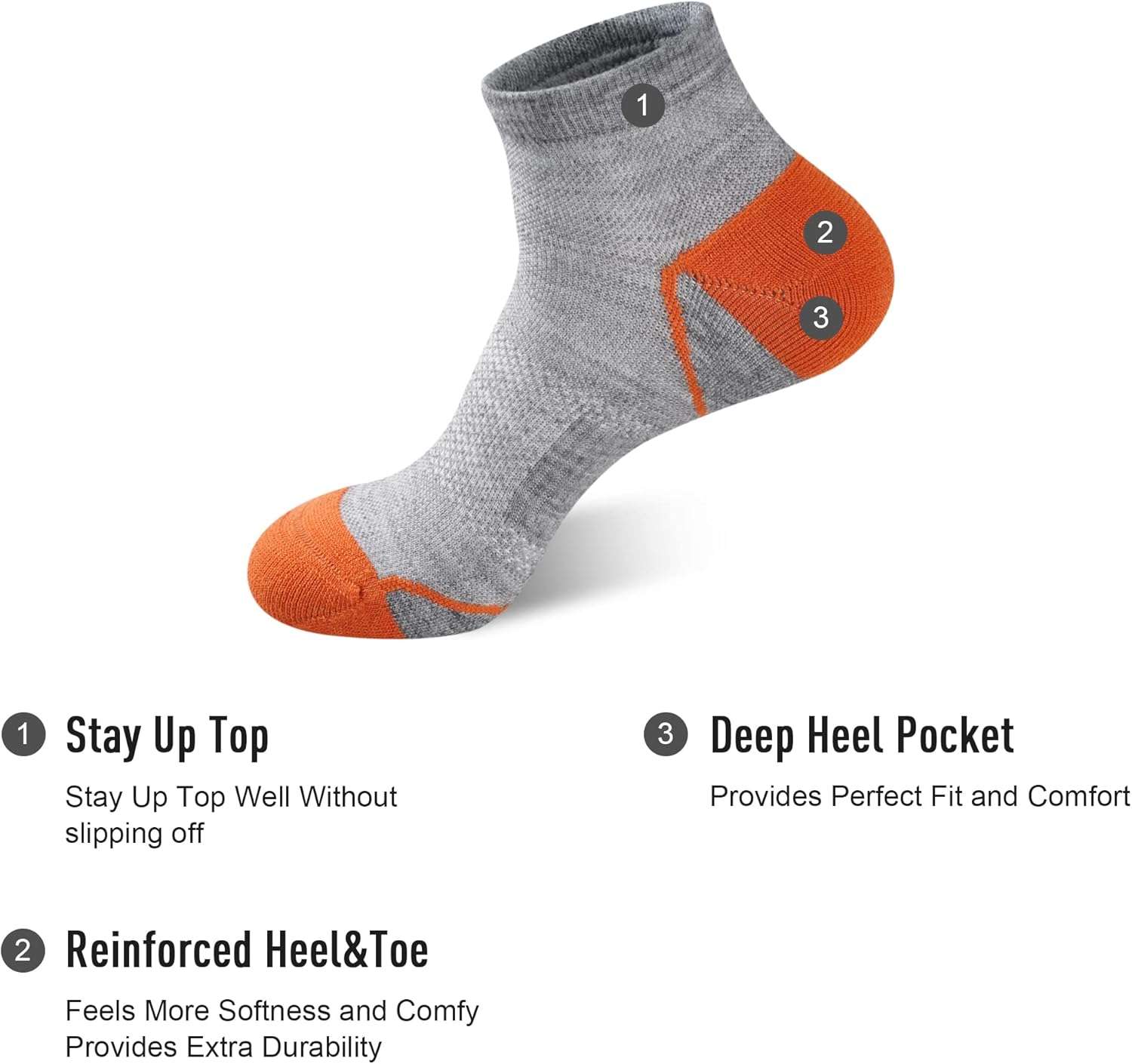 ECOEY Light Weight Merino Wool Athletic Running Socks for Men and Women 4 Pairs - Image 3