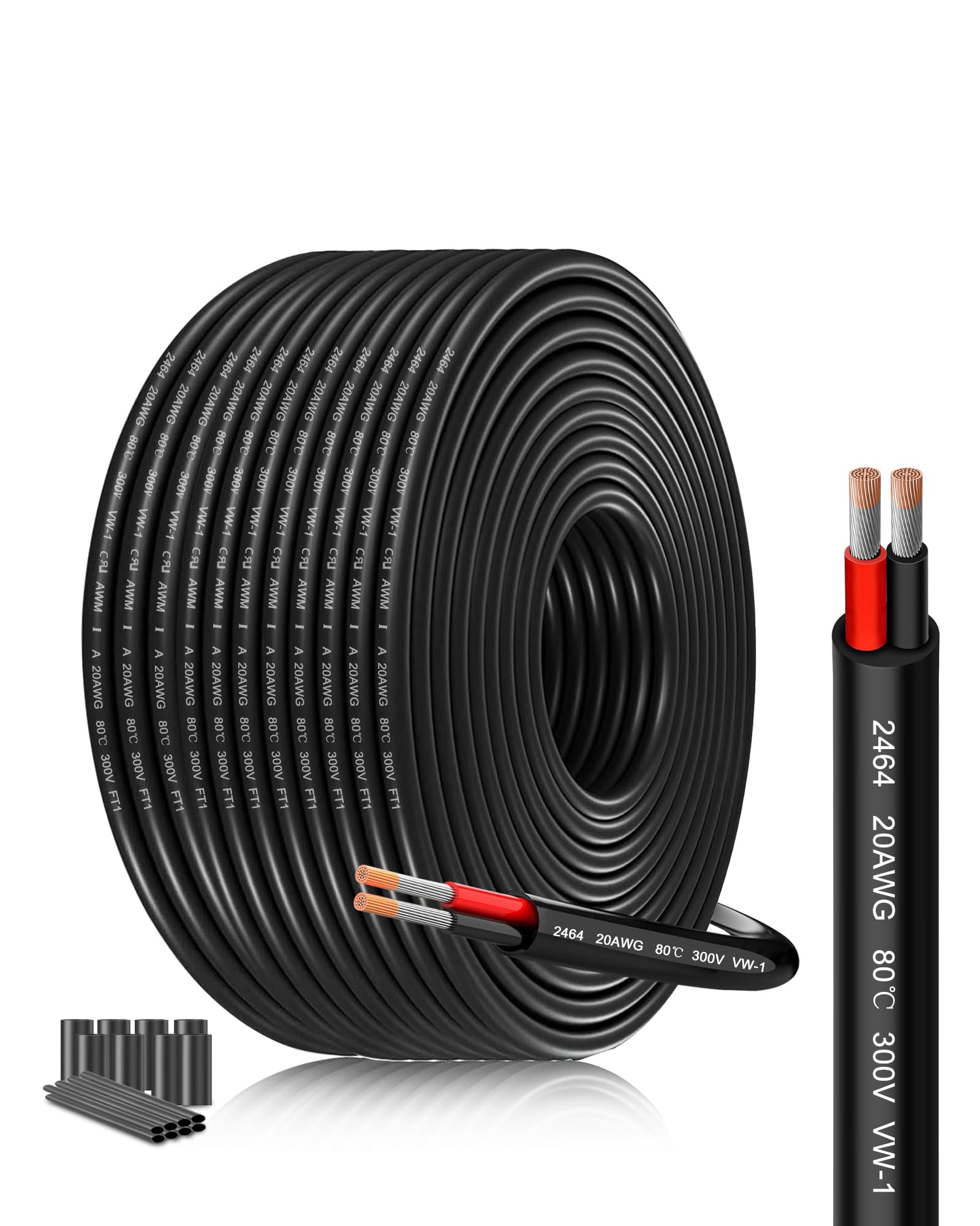 20AWG 2x0,52mm² Verlängerungskabel LED | 25m PVC Isoliert | Verzinntes Kupfer Mehrlitze 12V/24V | Für LED Streifen Und Kfz-Modifikationen