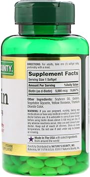 Set of 2 Nature's Bounty Biotin 5000 mcg, 150 Softgels