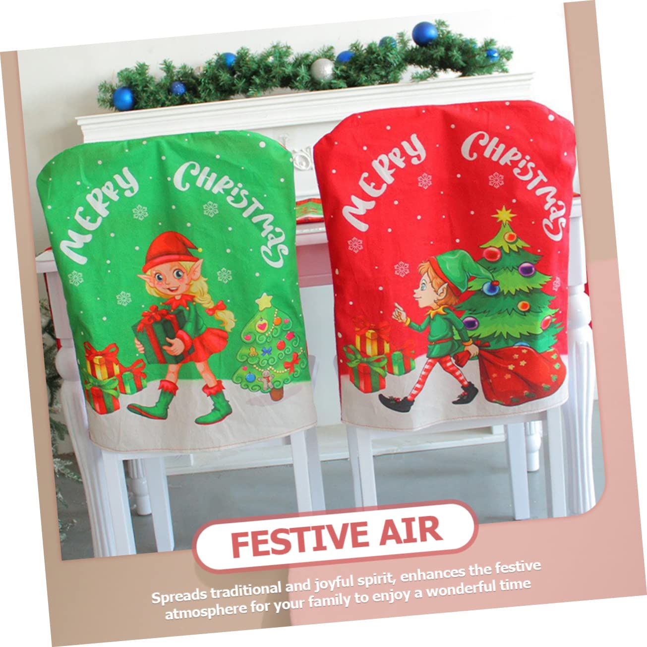PRETYZOOM 2 Juegos De Fundas para Sillas con Temática Navideña Tradicional para Decoración De Comedor Y Cocina (2 Unidades)
