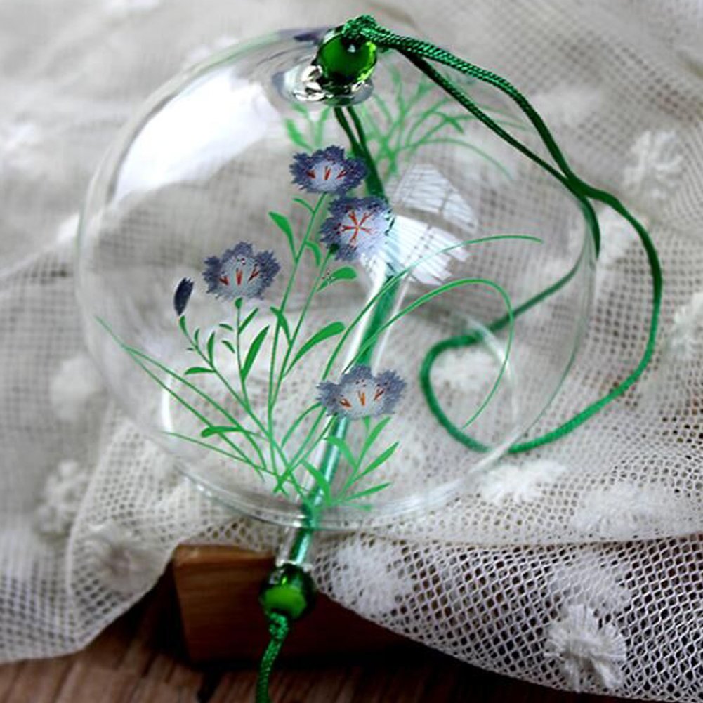 Japanese Edo Wind Chime Glass Wind Chime Bell Birthday Wedding Mother's Day Valentine's Day Christmas New Year Easter Home Garden Decor Orchid Flower Japanese Edo Furin Glass Wind Chime Bell Birthday 