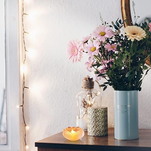 Miniatura 45 de BESPORTBLE 2 portavelas de cristal de loto – Portavelas de cristal decorativo para decoración del hogar, votiva, boda y luz nocturna