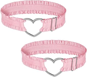 Heart Lace Thigh Garter, 2 Pcs Pink Leg Garter Belt Adjustable Elastic Leg Harness for Women Costume Cosplay Rave Party