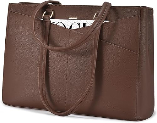 Miniatura 15 de Bolsa de mano portátil para mujeres, de 15.6”, impermeable, de cuero, para computadora, bolsas para mujeres de negocios, para oficina, bolsa