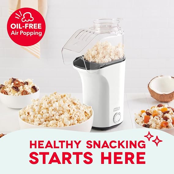 Dash Fresh Pop Popcorn Maker, Electric Hot Air Popper, 16-Cup, White