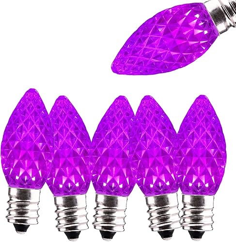 Miniatura 4 de Jawtach Paquete de 50 bombillas LED C7C9 de repuesto con certificación UL, 25 LED SMD en cada bombilla de luces de Navidad para tira de luces al